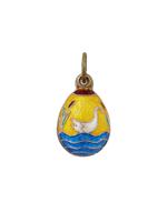 RUSSIAN SILVER ENAMEL EASTER EGG PENDANT WITH SWANS