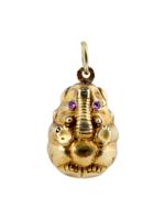 RUSSIAN GILT SILVER GEM STONES ELEPHANT EGG PENDANT