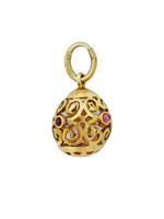 RUSSIAN SILVER EGG PENDANT WITH GEMSTONES