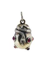 RUSSIAN GILT SILVER GEMSTONE SNAKE EGG PENDANT