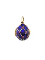 RUSSIAN GILT SILVER ENAMEL RUBY EGG LOCKET PENDANT