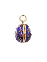 RUSSIAN GILT SILVER ENAMEL RUBY EGG LOCKET PENDANT