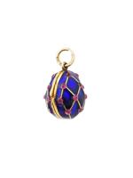 RUSSIAN GILT SILVER ENAMEL RUBY EGG LOCKET PENDANT