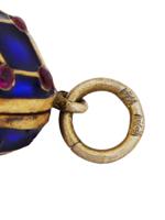 RUSSIAN GILT SILVER ENAMEL RUBY EGG LOCKET PENDANT