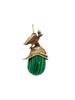 RUSSIAN GILT SILVER MALACHITE HELMET EGG PENDANT PIC-0