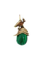 RUSSIAN GILT SILVER MALACHITE HELMET EGG PENDANT