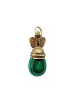 RUSSIAN GILT SILVER MALACHITE HELMET EGG PENDANT