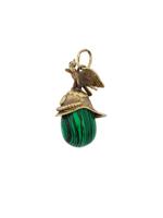 RUSSIAN GILT SILVER MALACHITE HELMET EGG PENDANT