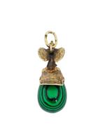 RUSSIAN GILT SILVER MALACHITE HELMET EGG PENDANT