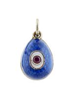 RUSSIAN SILVER ENAMEL RUBY EYE EASTER EGG PENDANT