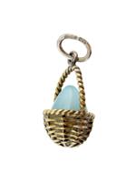 RUSSIAN 88 GILT SILVER BLUE CHALCEDONY EGG PENDANT