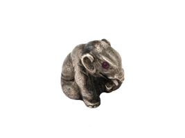 RUSSIAN 88 SILVER RUBY EYES FIGURINE OF ELEPHANT