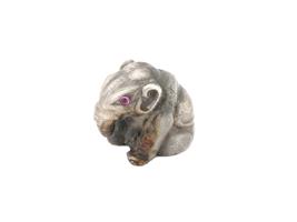 RUSSIAN 88 SILVER RUBY EYES FIGURINE OF ELEPHANT