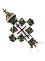 RUSSIAN SILVER ENAMEL ORTHODOX CROSS PENDANT