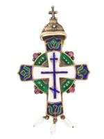 RUSSIAN SILVER ENAMEL ORTHODOX CROSS PENDANT