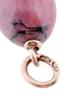 RUSSIAN CARVED RHODONITE EGG PENDANT WITH GOLD MOUNTS PIC-3