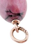 RUSSIAN CARVED RHODONITE EGG PENDANT WITH GOLD MOUNTS