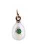 RUSSIAN 14K GOLD PEARL EMERALD STONE EGG PENDANT PIC-0