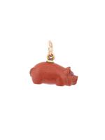 RUSSIAN 14K GOLD CARVED JASPER PIG FORM PENDANT