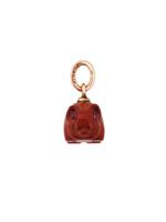 RUSSIAN 14K GOLD CARVED JASPER PIG FORM PENDANT