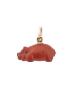 RUSSIAN 14K GOLD CARVED JASPER PIG FORM PENDANT