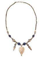 ANTIQUE STERLING SILVER LAPIS LAZULI CHAIN NECKLACE