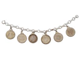 STERLING SILVER ROOSEVELT DIME COIN CHARM BRACELET