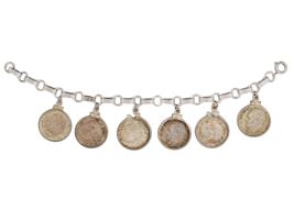 STERLING SILVER ROOSEVELT DIME COIN CHARM BRACELET