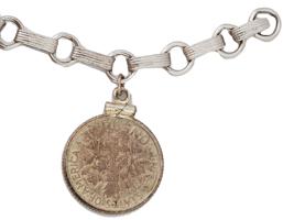 STERLING SILVER ROOSEVELT DIME COIN CHARM BRACELET