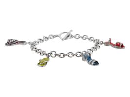 VINTAGE STERLING SILVER ENAMEL CHARM BRACELET