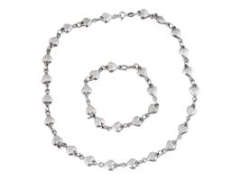 ITALY STERLING SILVER HEART NECKLACE AND BRACELET