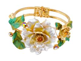 CUSTOM WEDDING ENAMEL GILT BRACELET WITH RHINESTONES