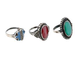 VINTAGE STERLING SILVER GEMSTONE STATEMENT RINGS