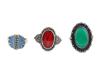 VINTAGE STERLING SILVER GEMSTONE STATEMENT RINGS PIC-1