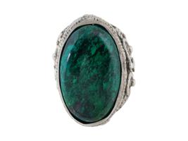 VINTAGE STERLING SILVER FILIGREE MALACHITE RING