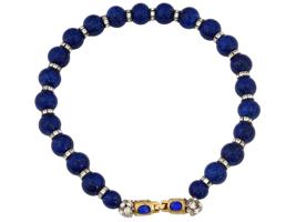 CHUNKY FAUX LAPIS LAZULI BEADED RHINESTONE NECKLACE