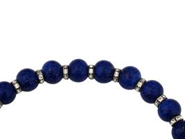 CHUNKY FAUX LAPIS LAZULI BEADED RHINESTONE NECKLACE