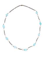 STERLING SILVER CHAIN AQUAMARINE AND PEARL NECKLACE