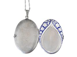 ANTIQUE ART NOUVEAU SILVER ENAMEL LOCKET BY ALPACCA