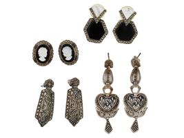 STERLING SILVER MARCASITE PEARLS NIELLO EARRINGS