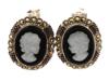 STERLING SILVER MARCASITE PEARLS NIELLO EARRINGS PIC-4