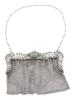 ANTIQUE VICTORIAN GERMAN SILVER MESH PURSE W JADE PIC-0