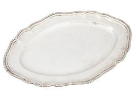 ANTIQUE IRISH GEORGE III ST SILVER PLATTER TRAY 18TH C