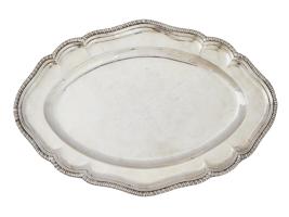 ANTIQUE IRISH GEORGE III ST SILVER PLATTER TRAY 18TH C