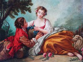 AFTER FRANCOIS BOUCHER GALANT SCENE OIL PAINTING