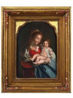 AFTER PETER PAUL RUBENS OIL PAINTING VIRGIN AND CHILD