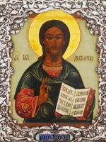 ANTIQUE 19TH C RUSSIAN ICON LORD ALMIGHTY IN RIZA