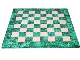 RUSSIAN HAND CARVED MALACHITE STONE CHESS BOARD