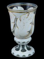 ANTIQUE BOHEMIAN BIEDERMEIER GLASS BEAKER FOLIAGE MOTIF