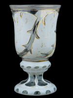 ANTIQUE BOHEMIAN BIEDERMEIER GLASS BEAKER FOLIAGE MOTIF